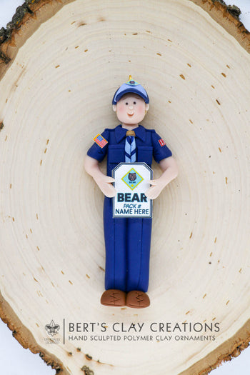 BSA - Bear Scout Ornament (Full Length 2D) - Bert's Clay Creations
